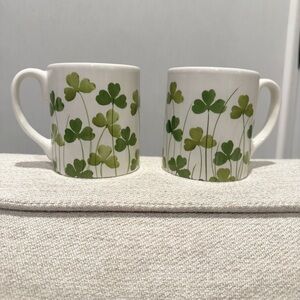 Farval Pottery - Set of TWO Hand Painted Portugal Clover Mugs | New